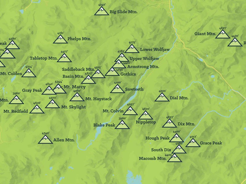 Adirondack mountains high peaks map