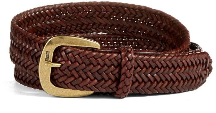 Mens braided leather belt