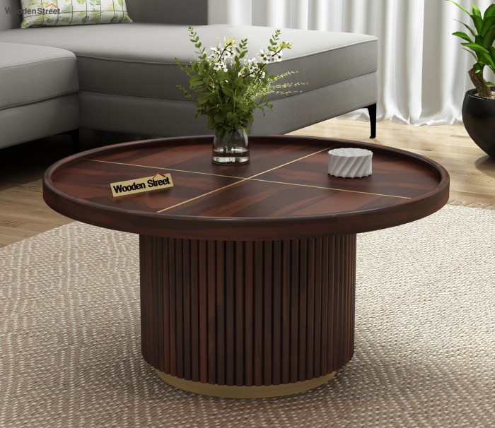 Round solid wood coffee table