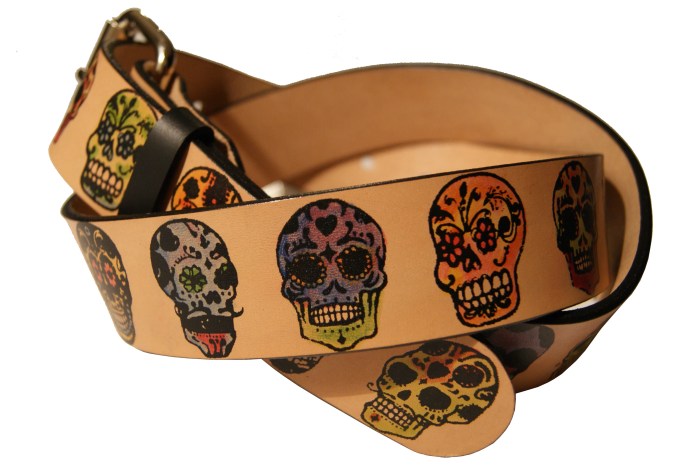 Belt leather biker skulls barbed wire belts custommade custom