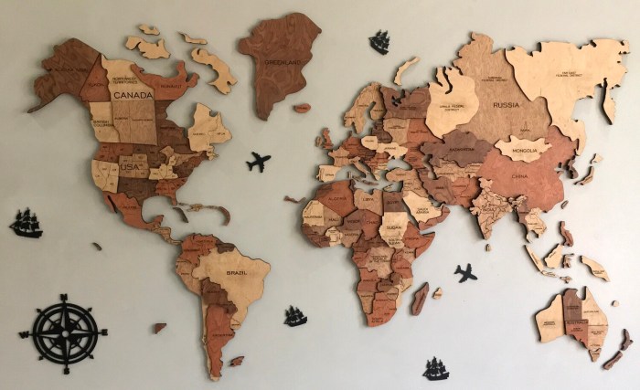 Map of the world wood