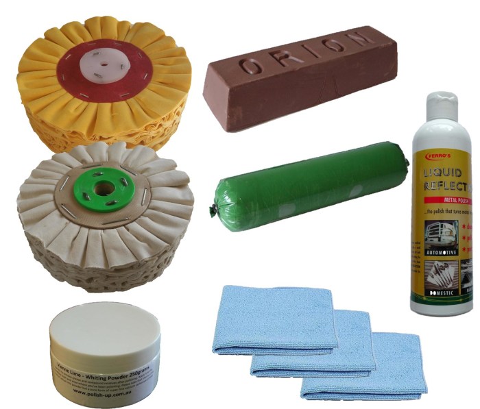 Aluminum wheel polishing kit