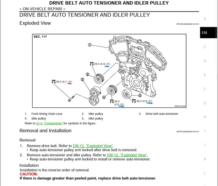 2008 kia forte belt tensioner bolt size