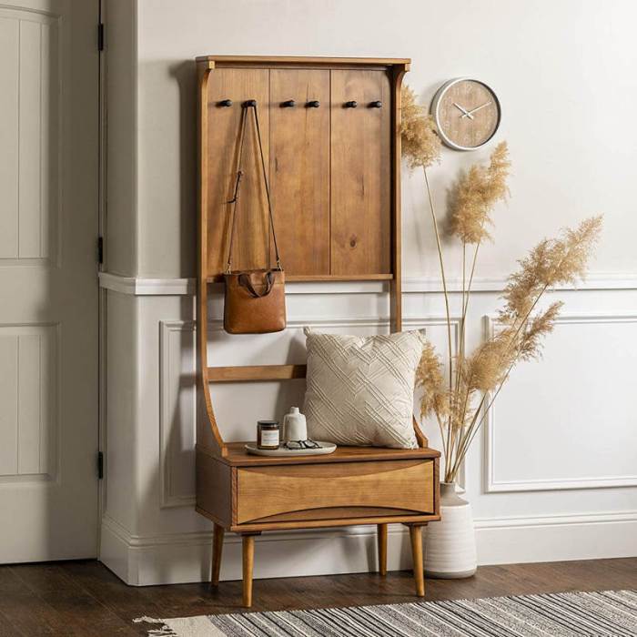 Hall Tree Bench with Wheels: Easy to Move Around