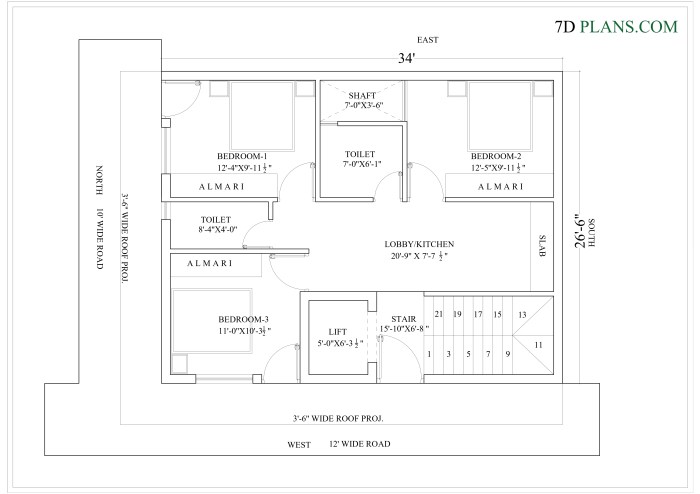 24 x 36 lengthwise living kitchen house plan