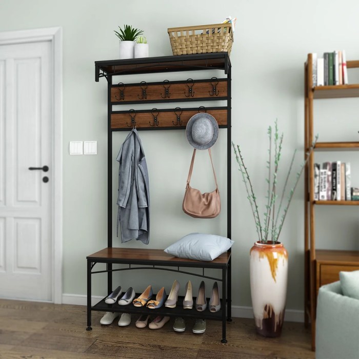 Shoe coat rack hallway entryway hall racks