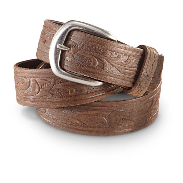 Vintage leather belt belts brown tooled distressed western strap mens women buckle painted sky contact shop