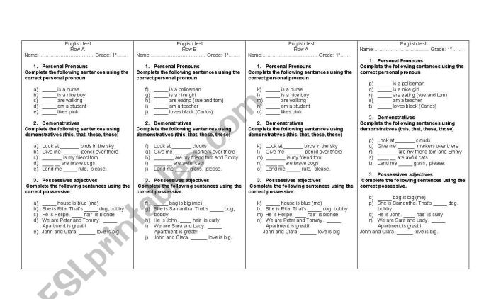 Mini Exams for English Composition