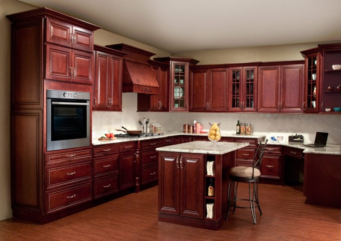 Cherry wood kitchen cupboards