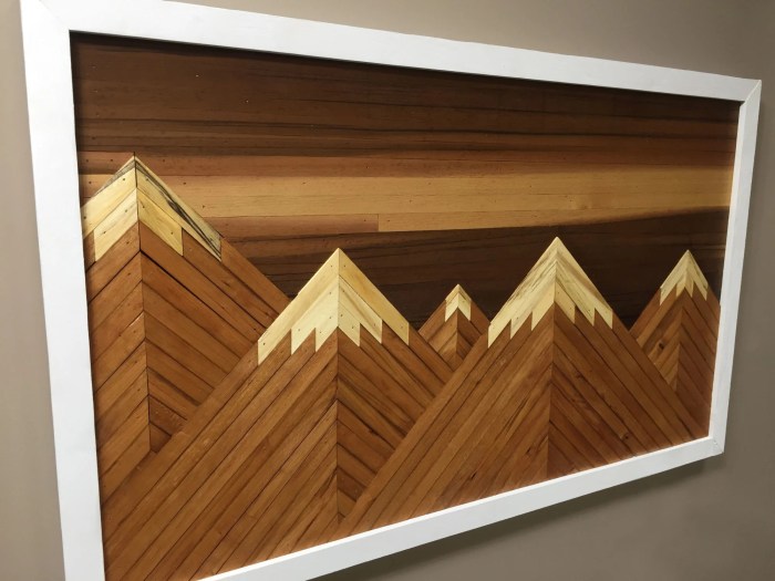 Wood mountain wall art