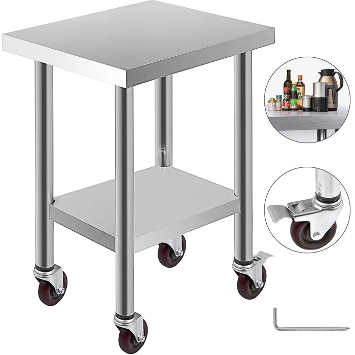 Stainless steel table with wheels