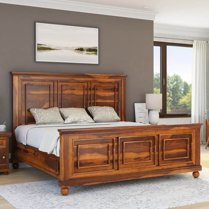 Solid wood bed frame