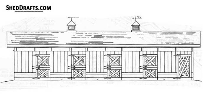 Horse barn 8 stall in and out plans