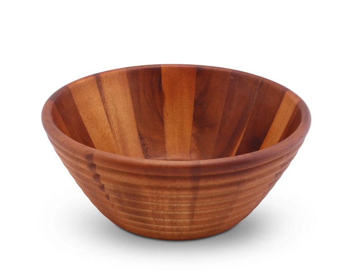 Wooden salad bowl bowls serving modern lipper amazon thai cabbage rim wavy cherry finished international spicy peanut dressing