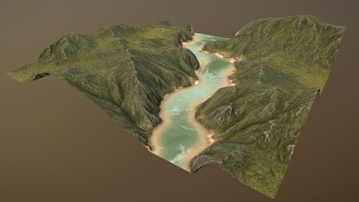 3d water river