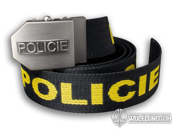 Yellow police safety banners with belt pouch