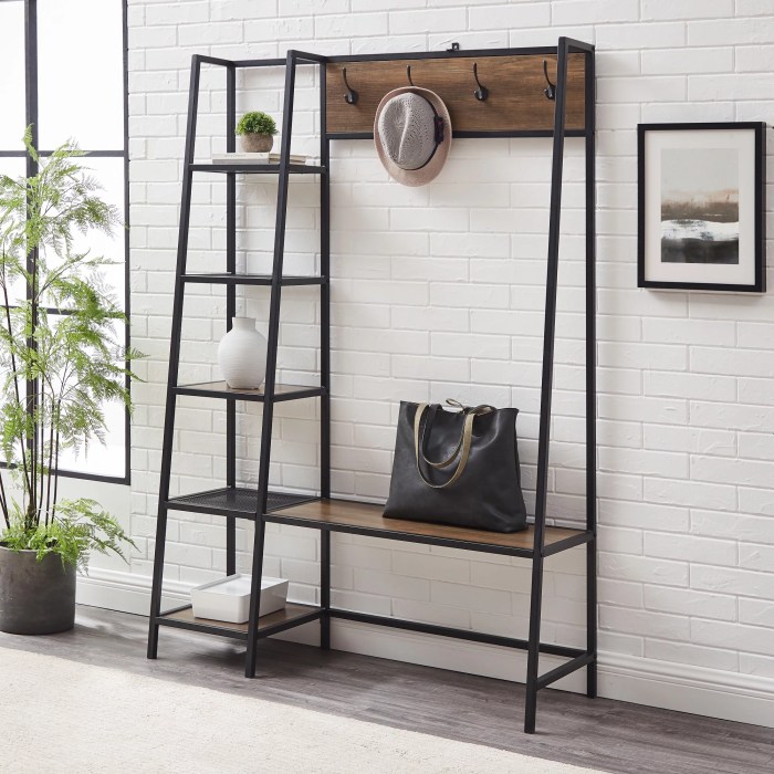 Tall Hall Tree Bench with Multiple Shelves: Offers Plenty of Storage