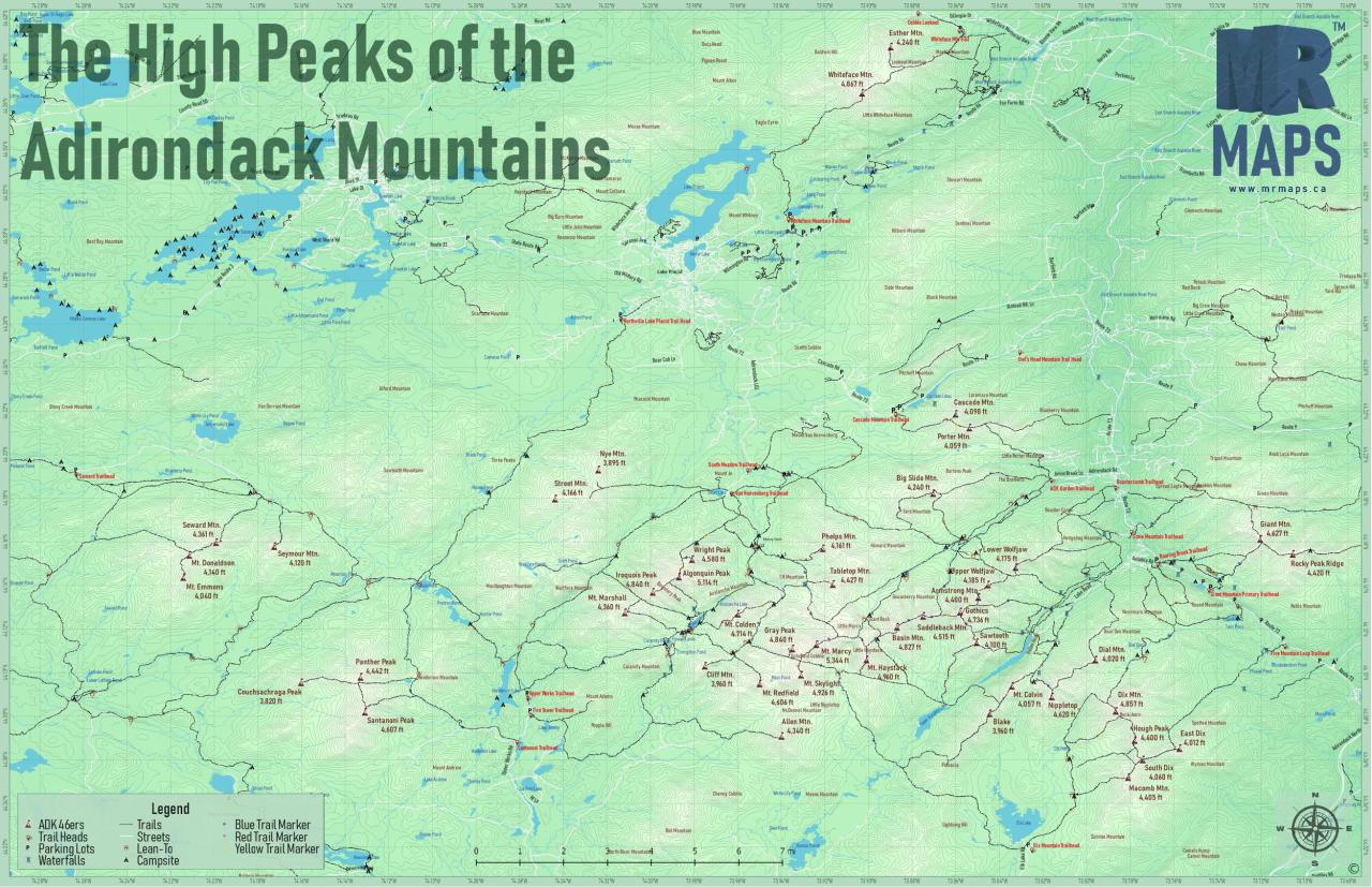 Adirondack mountains high peaks map