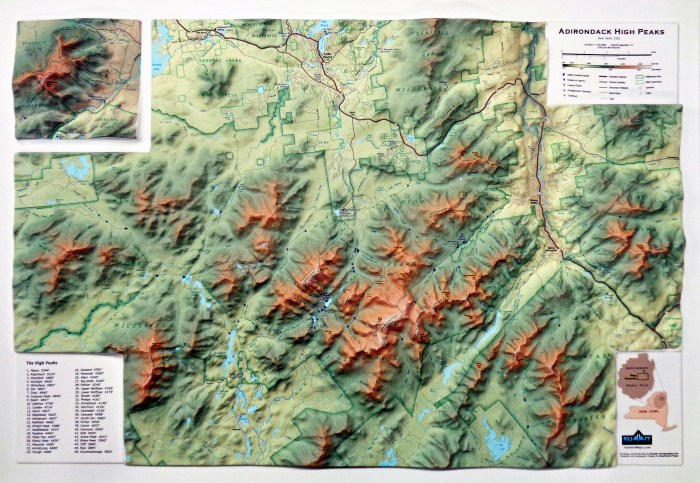 Map peaks high adirondack 11x14 print products