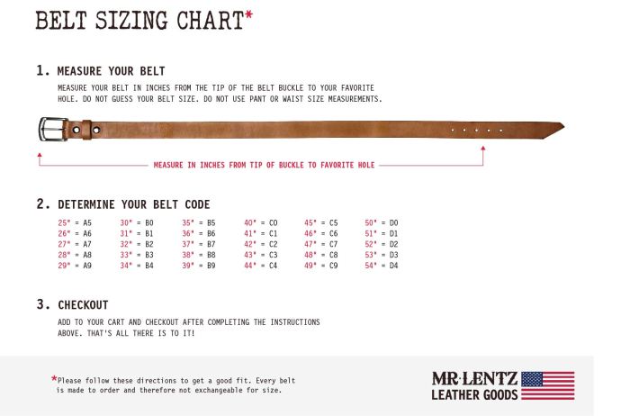 Belt size guide