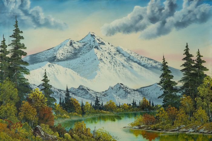 Ross bob mountain summit painting landscape oil artist original iconic inspiration enduring artifact permission 1982 modern used who