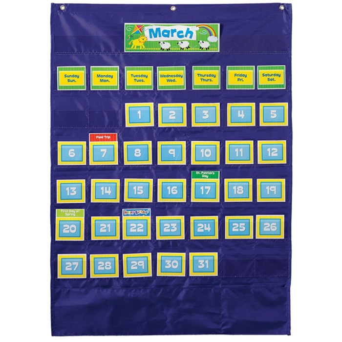 Calendar pocket chart