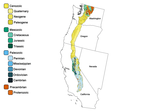 Cascade mountains on the map