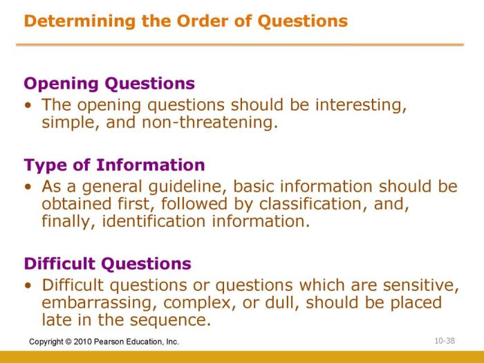 Mini Exams for Ordering Questions