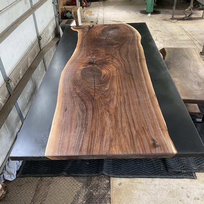 Epoxy table wood walnut resin slab tables dining edge live room