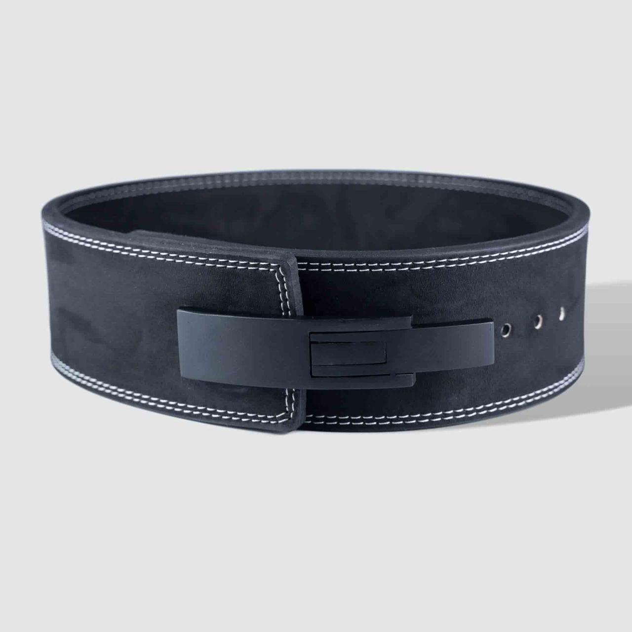 Weight lifting belt lever