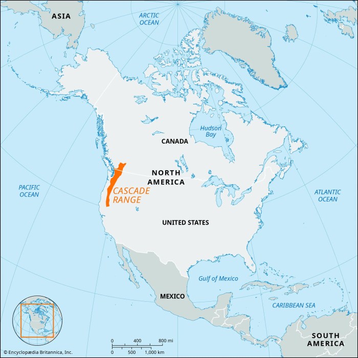 Cascade mountain range map