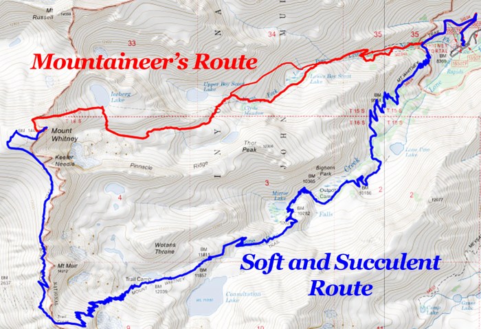 Mt whitney mountaineers route