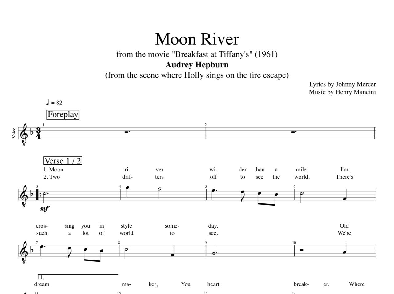 Moon river chords