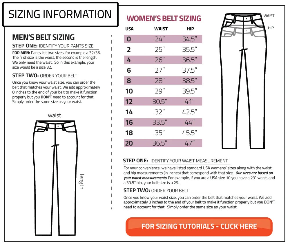 Women's belt size guide