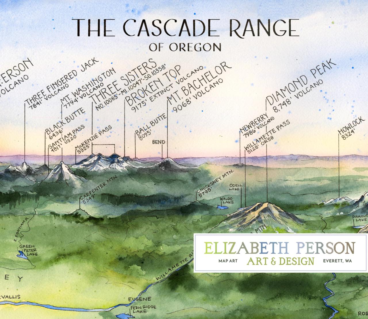 Cascade mountain range map