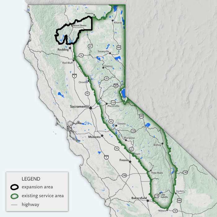 Sierra nevada mountains map