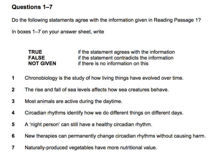 Mini Exams for True/False Questions