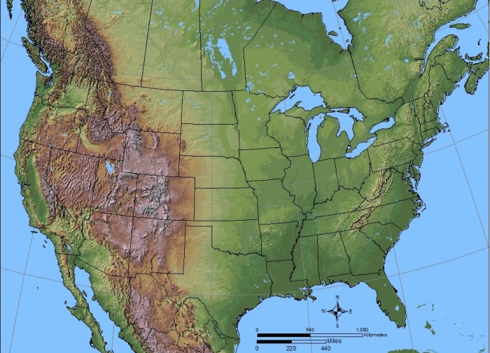 Rocky mountains map with states