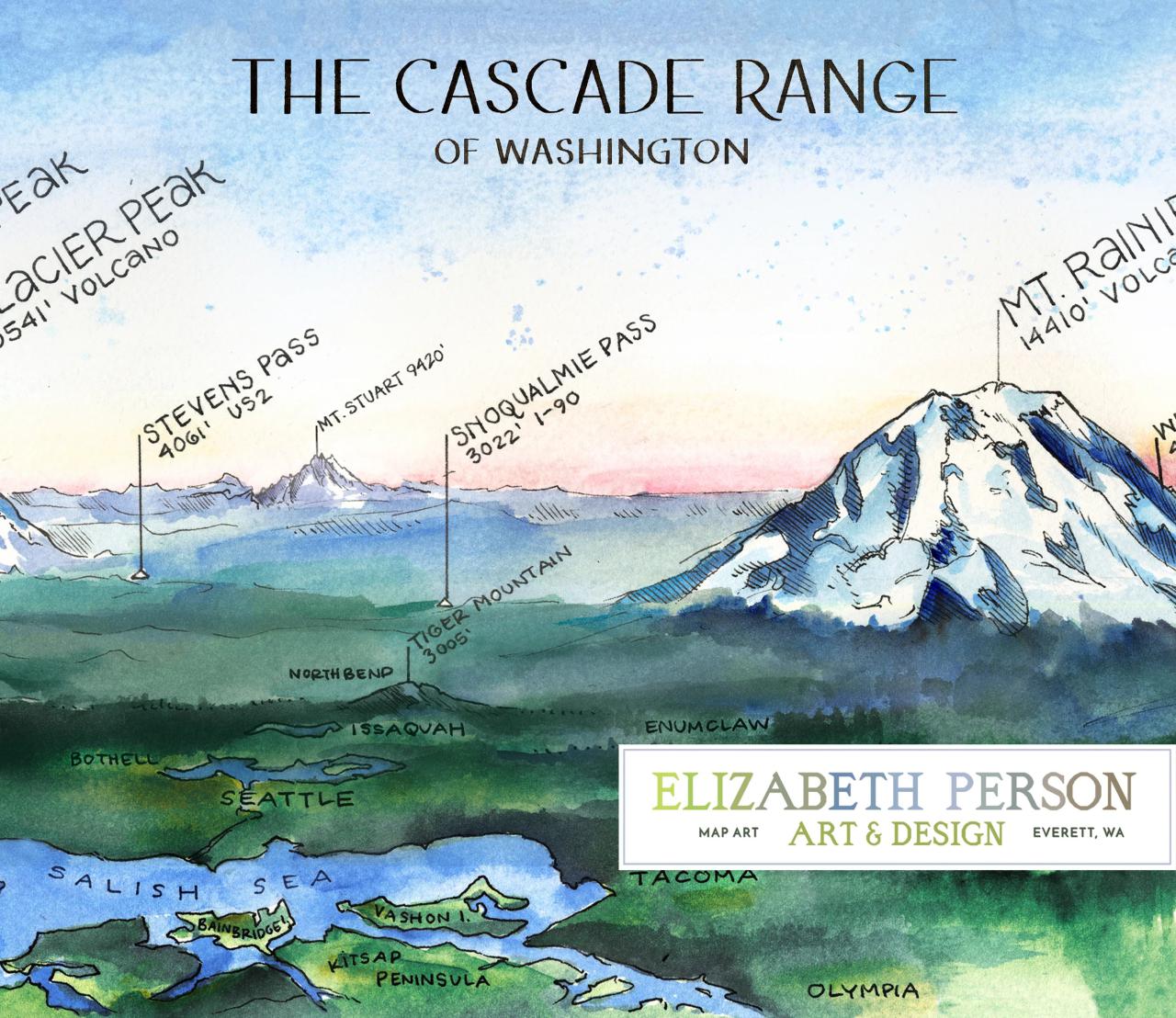 Cascade mountain range map