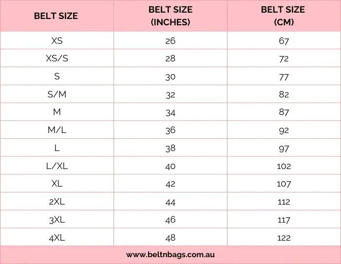 Size guide for belts