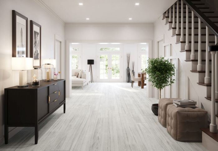 White wood flooring