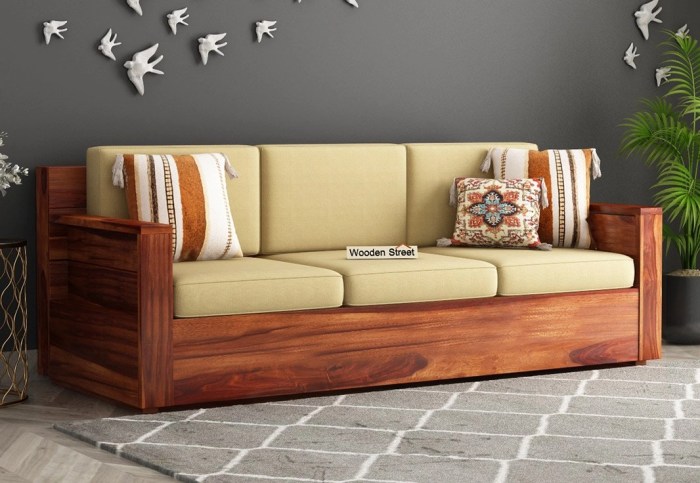 Wood and sofa