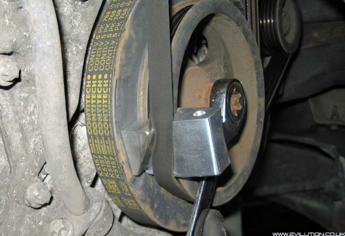 Gm replacing chevy installation ties pully tools tensioner