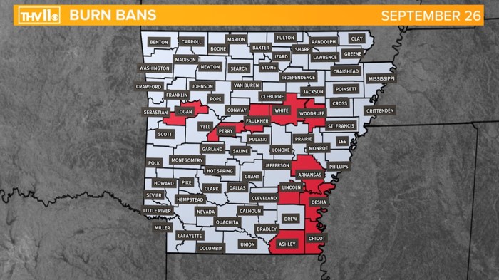 Arkansas burn map counties sebastian ban crawford added bans showing list forestry commission source democrat gazette arkansasonline