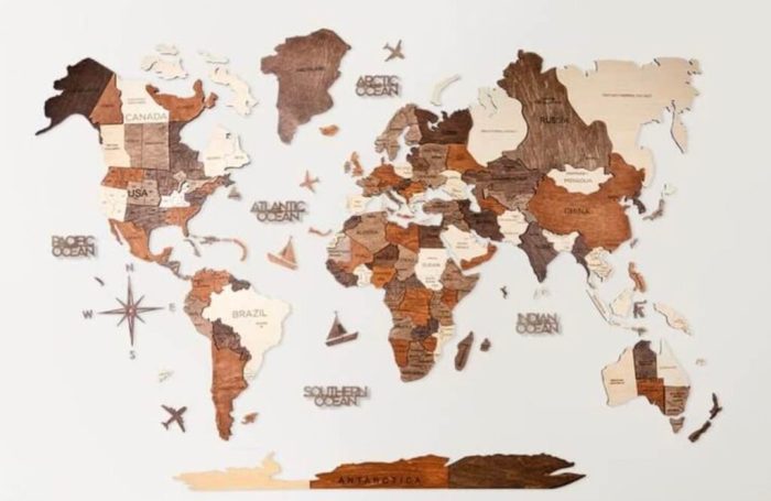 Map of the world wood