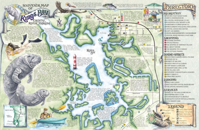 Map crystal florida springs kings bay spring river maps souvenir guide diving fl amp printable area rivers