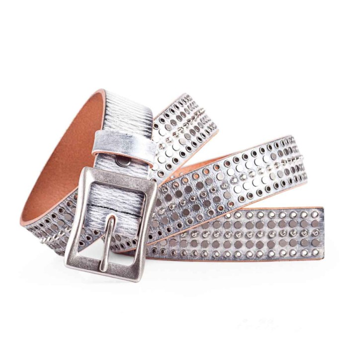 White studded belt