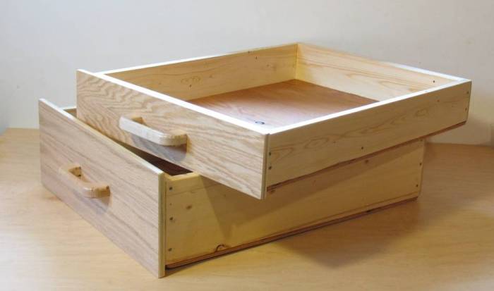 Wooden desk drawers