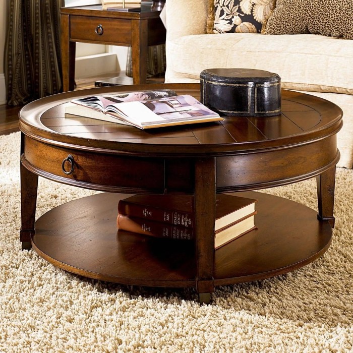 Solid wood round coffee table