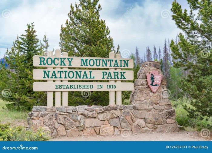 National park rocky mountain sign